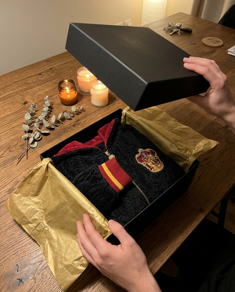 Romper folded in a black gift box